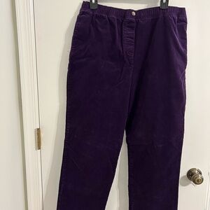 Woman’s Plum Colored Pull-on Cord Pants, Size 16Petite